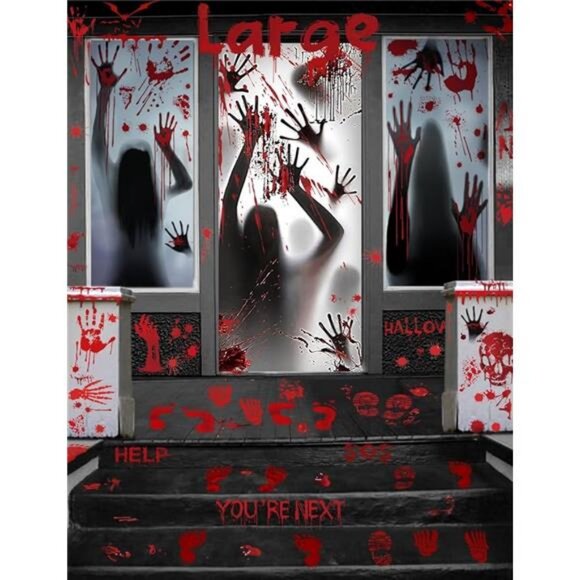 11 Sheets/202 Pcs Bloody Halloween Decorations Set. 2 Giant Spooky - Picture 7 of 7
